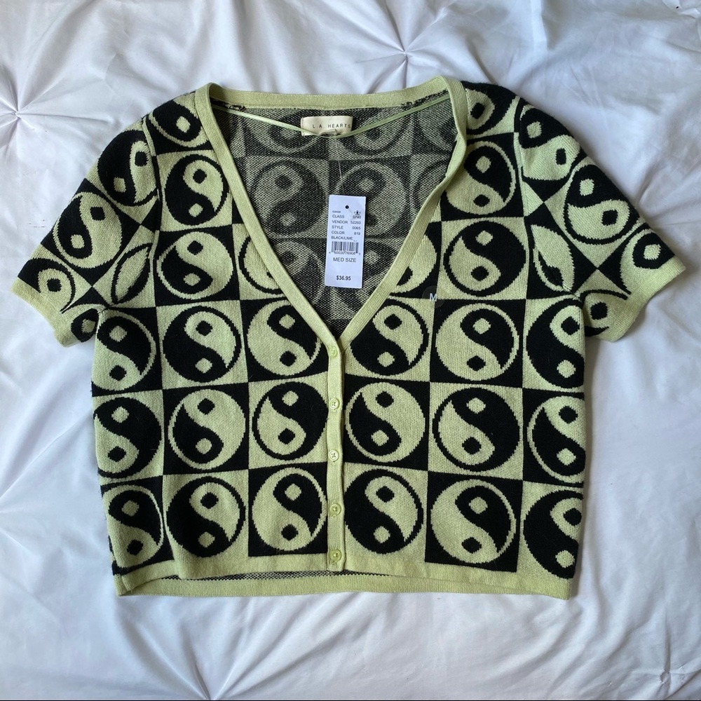 NWT Pacsun/LA Hearts Knit Yin Yang Button Up